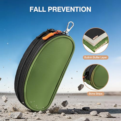 Marvolia Double Glasses Case Large Soft Eyeglass Case for Women Men Portable Zipper Sunglasses Pouch with Keychain Clip - color: Green