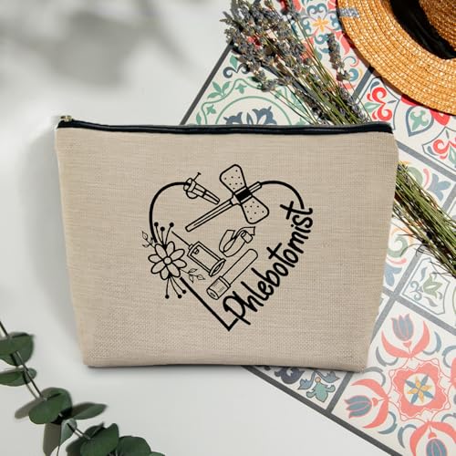 Phlebotomist Gifts,Nurse Phlebotomist Makeup Bag for Women, Future Nurse Gifts Supplies Cosmetic Bag Travel Toiletry Bag for Women, Stethoscope Medical Zipper Makeup Pouch - color: Phlebotomist