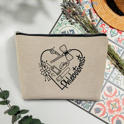 Phlebotomist Gifts,Nurse Phlebotomist Makeup Bag for Women, Future Nurse Gifts Supplies Cosmetic Bag Travel Toiletry Bag for Women, Stethoscope Medical Zipper Makeup Pouch - color: Phlebotomist