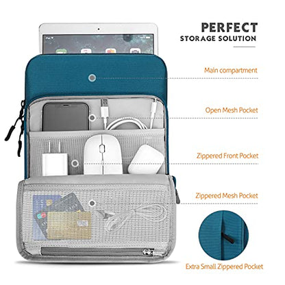 MoKo 9-11 Inch Tablet Sleeve Bag Carrying Case with Storage Pockets Fits New 11-inch iPad Air M4 2026/iPad Pro M5, iPad Pro/A16 11, iPad Air 5/4th 10.9, iPad 9/8th 10.2, Tab S8/S9 11,Peacock Blue - color: Peacock Blue, size: 9-11 Inch