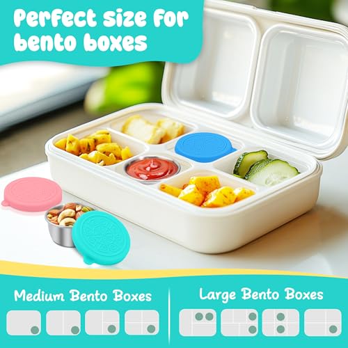 LIEMAND 6x1.6 oz Salad Dressing Container to Go, Leakproof Reusable Stainless Steel Small Container with Lid,Sauce Containers for Lunch box,Picnics,Travel,Office and Meal Prep - color: Rainbow, size: 1.6oz