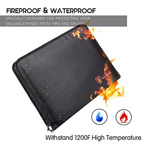 Fireproof Document Bag Fire & Water Resistant File Folder A4 Size 12 Pockets Fireproof Waterproof Safe Document Holder, Non-Itchy Silicone Coated Portable Filing Pouch for Legal Document(Clear) - color: Clear