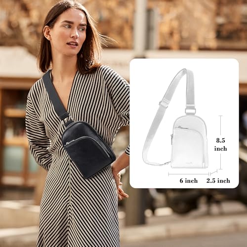 INICAT RFID Blocking Sling Bag, Anti Theft Crossbody Bag for Women Compact Travel Purses Leather - color: Dark Blackish