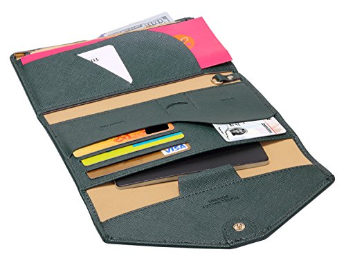 ZOPPEN Mulit-purpose Rfid Blocking Passport Holder Travel Wallet (Ver.4) Passport and Vaccine Card Holder ComboTri-fold Document Organizer Travel Essentials - color: #16 Dark Olives