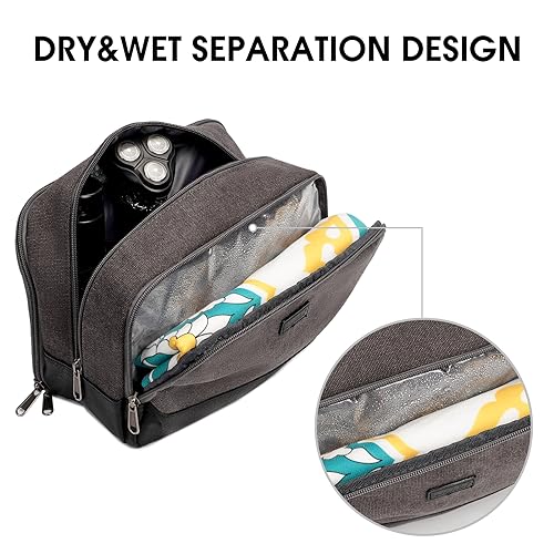 WANDF Travel Toiletry Bag for Men Large Toiletries Shaving Bag Water Resistant Hanging Dopp Kit Travel Accessories Bag for Women Men (Dark Grey) - color: Dark Grey
