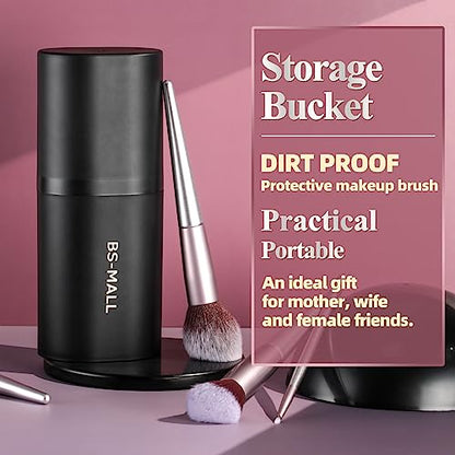 BS-MALL Makeup Brush Set 18 Pcs Premium Synthetic Foundation Powder Concealers Eye shadows Blush Makeup Brushes with black case - color: C-Purple