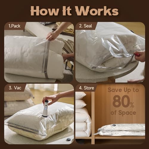 Rechargeable Pump Vacuum Bags for Travel Packing,15 Packs Large Size Vacuum Seal Bags for Luggage and Suitcase Compression, Space Saver for Bedding and Clothing Organization - size: 15 Large Size