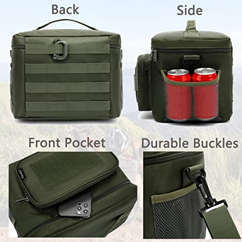 FlowFly Tactical Lunch Bag Large Insulated Lunch Box Cooler Tote for Men, Women with MOLLE/PALS Webbing (Army#Green, Large) - color: Army#Green, size: Large