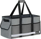 Upgrade Extra Large Utility Tote Bag with Reflective Strip, Standing Reusable Grocery Bags with Hard Bottom & 4 Sided Reinforced, Collapsible Utility Tote with Handles for Beach, Picnics, Car - color: Grey