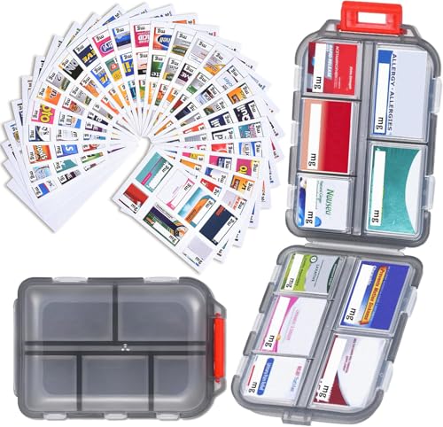 Travel Pill Organizer with 189 Medicine Labels, 10 Compartments Small Pill Case Compact and Portable Travel Pill Box for Airplane Car Purse Nurse Vacation Essentials (Gray, 1 Pack) - color: Gray, size: Standard