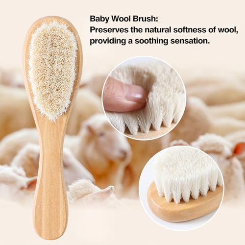Baby Grooming Kit,Baby Health Care Kit,Baby Brush Soft Bristles Baby Nail Kit Nursery Care Kit Set (3pcs Wooden) - color: 3pcs Wooden