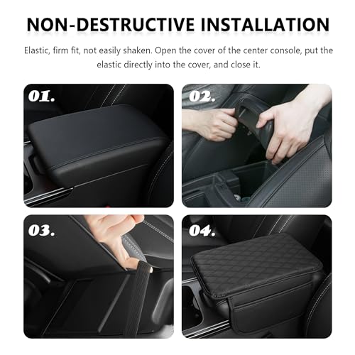 Stacool Upgraded Car Center Console Cover,Microfiber Leather Car Armrest Cover Cushion with 2 Storage Bags,Universal Car Armrest Storage Box (Light Beige) - color: Light Beige