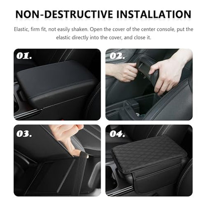 Stacool Upgraded Car Center Console Cover,Microfiber Leather Car Armrest Cover Cushion with 2 Storage Bags,Universal Car Armrest Storage Box (Pink) - color: Pink