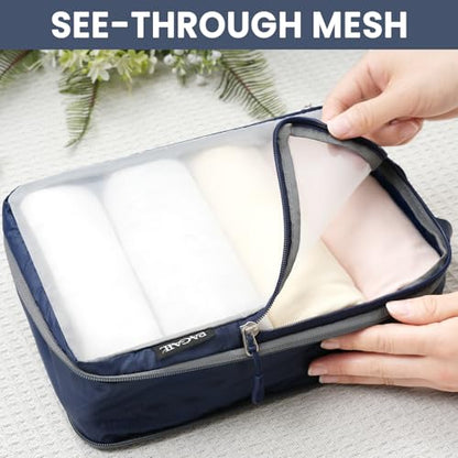 BAGAIL 6 Set Ultralight Compression Packing Cubes Packing Organizer for Travel Accessories Luggage Suitcase Backpack - color: Navy70D, style: Mesh Pattern
