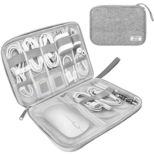 Lcsmaokin Electronics Organizer Travel Case,Electronic Accessories Storage Bag,Portable Waterproof Cable Organizer Bag,Travel Cord Organizer Bag for Small Charging Cord Storage,Cables,SD Card (Grey) - color: A-Grey, size: Single Layer