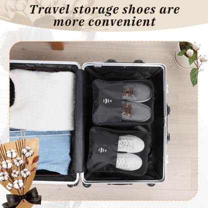 2 PCS Shoes Bags for Travel, Shoe Packing Cubes Holds 2 Pair of Slippers and 1 Pair of Sneakers Waterproof for Toiletries Visible Travel Luggage with Trolley Sleeve for Sport and Travel-Black