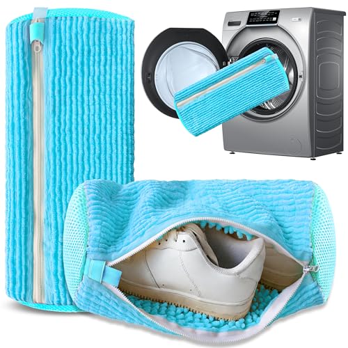 2Pcs Reusable Shoe Washing Machine Bag for Washer and Dryer:Free Up Hands, Prevent Deformation,shoe bag with Zipper Protection Design, Use for all Shoes,Sports Shoes(Blue) - color: A2-Blue