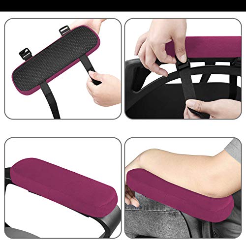 MOSISO Chair Armrest Pads (2 Pack), Memory Foam Home/Office Chair Arm Rest Covers Comfy Computer Gaming Elbow Cushion Removable Washable Elbow Support Forearm Pressure Relief, Wine Red - color: Wine Red