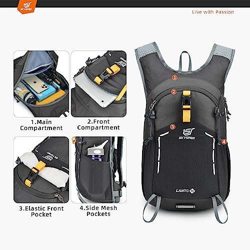 SKYSPER Small Hiking Backpack - 15L Travel Daypack Lightweight Bag Water Resistant Hiking Backpacks for Women Men - color: Lantc15-darkgray, size: Small