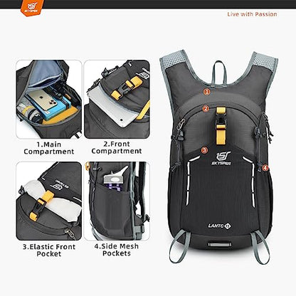 SKYSPER Small Hiking Backpack - 15L Travel Daypack Lightweight Bag Water Resistant Hiking Backpacks for Women Men - color: Lantc15-darkgray, size: Small