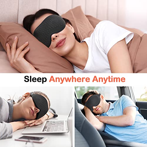 INNELO Sleep Mask for Side Sleeper, Eye Mask Sleeping Women Men, 100% Light Blocking 3D Contoured Cup Sleeping Mask Soft No Eye Pressure Cover Blindfold Night Shade for Travel Nap Yoga, Black - color: Black