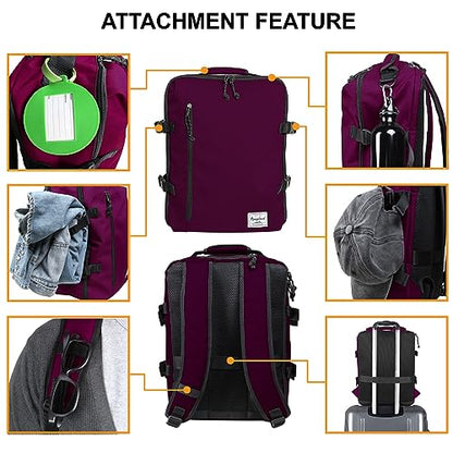 Laptop Travel Backpack Airline Approved Carry-on Under-seat Backpack, Stylish Minimalist Casual, Fuchsia - color: Fuchsia