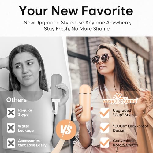 Easy@Home Portable Travel Bidet: Peri Bottle for Postpartum Care - Handheld Sprayer Kit with 380mL (12.8 oz) Capacity Bottle - Personal Hygiene Water Spray for Women & Men | BPA-Free | EPB-01 Brown - color: Brown