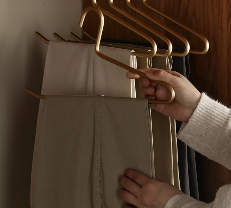 Premium Matte Gold Aluminum Pants Hanger 10 Pack, 13.7” Extra Smooth & Durable Metal Shirt Dress Hanger,Aluminum Alloy Hanger,Clothing Support,Clothing Hang - style: Golden Pants Hanger（10）