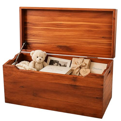 Hope Chest, Wooden Keepsake Box, Memory Storage Trunk, Solid Wood Heirloom Chest, Fully Assembled, Walnut - 30” - color: Keepsake Chest - Walnut