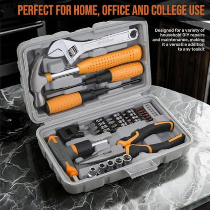 Hi-Spec 30pc Magnetic T-Handle Ratchet Wrench and Screwdriver Set. Small Compact Hand Tool Kit Set with Sockets for Home & Car & Office. Toolkit Starter Repairs in a Portable Tool Box Case - color: Yellow