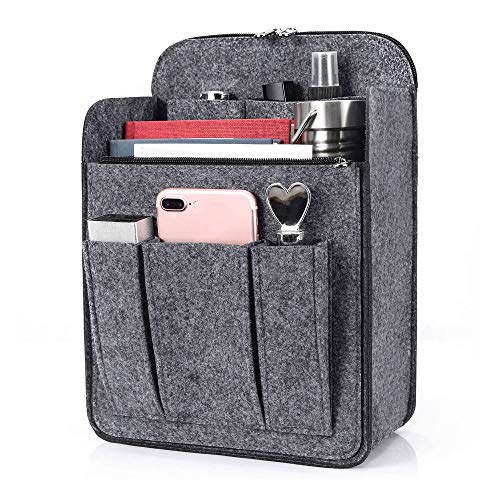 Yoillione Felt Backpack Organizer Insert for Women and Men, Large Travel Rucksack Insert with High Capacity, Lightweight Bag Organizer with Zipper Pockets - color: Gray, size: Medium