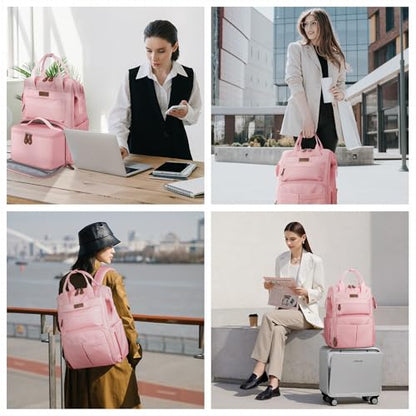 Maelstrom Travel Backpack for Women Men,Laptop Backpack Fits 15.6-17.3 Inch Laptop, Nurse/Work Bag with Insulated Lunch Box (Pink) - color: Pink