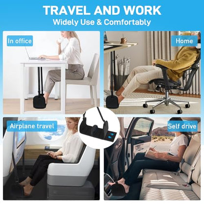 Airplane Foot Hammock, Foot Hammock for Travel Accessories with Ergonomic Removable Foot Divider Design, Airplane Foot Rest, Premium Comfortable Memory Foam & Hardboard for No Feet Clashing(Large)