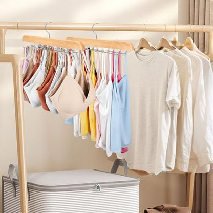Resovo Tank Top Hanger with Premium Wood, 20 Large Capacity, Space Saving,360 Degree Rotating, Foldable Metal Hooks, Tank Tops - color: Wood