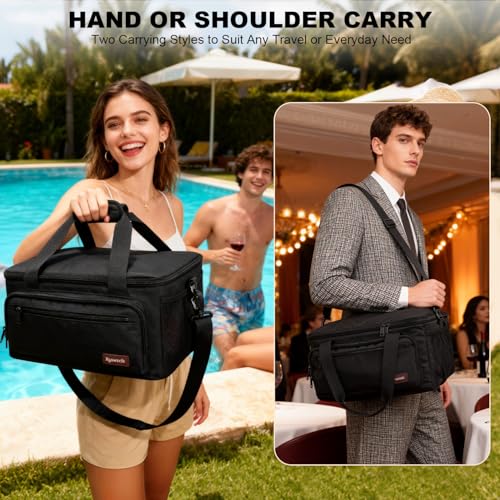 6 Bottles Wine Bag for Travel, Wine Suitcase with Double-Layer Shock-Absorbing Foam, Protective Carrier for Airplane Travel, 6 Bottles Carrying Bag for Travel & Camping, Holidays Gift for Wine Lovers