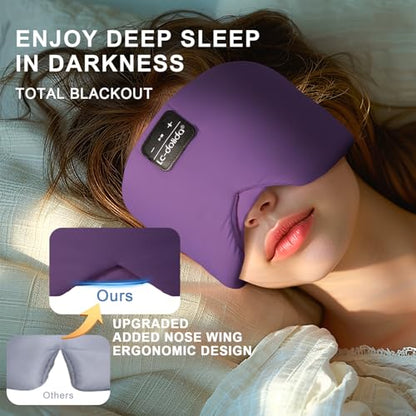 LC-dolida Sleep Mask with Bluetooth Headphones, Ice Silk Sleep Headphones with Bluetooth 5.4, Total Blackout Eye Mask for Sleeping, Sleep Soft Mask for Women Men, All Night Sleep, Travel(Purple) - color: Purple
