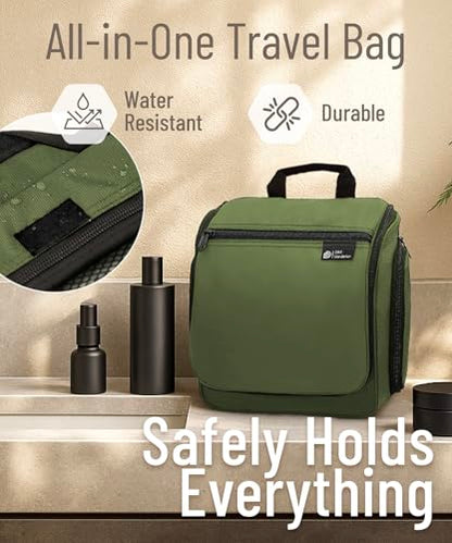 D&D Wanderlust D&D Hanging Travel Toiletry Bag for Men and Women – Cosmetics, Makeup and Toiletries Organizer Kit with 10 Compartments - color: 2 Pack Green