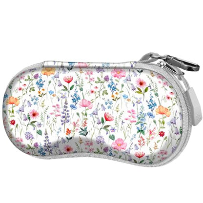 FINTIE Sunglasses Case, Hard EVA Shell Shockproof Sport Glasses Case with Metal Carabiner Travel Zipper Eyeglasses Holder - color: Z-flower Fantasy