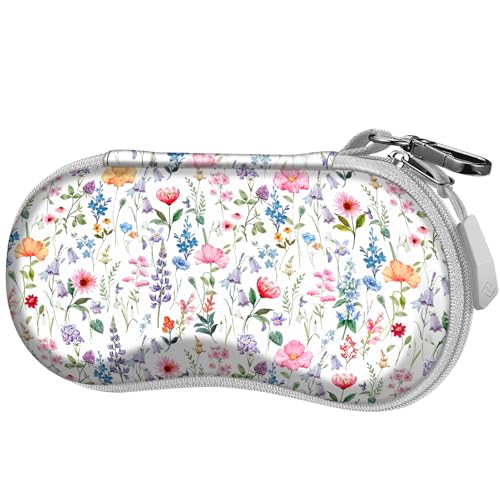 FINTIE Sunglasses Case, Hard EVA Shell Shockproof Sport Glasses Case with Metal Carabiner Travel Zipper Eyeglasses Holder - color: Z-flower Fantasy