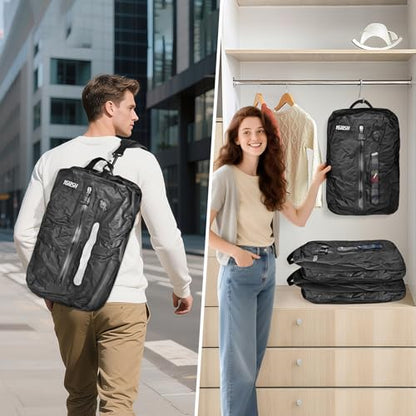 Vacuum Bags for Travel, Waterproof Compression Bags with Wireless Lockable Pump, Reusable Vacuum Packing Cubes Compatible with Suitcase, Luggage, Backpack (1, Black, 36L)