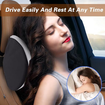 SPRFUFLY Cozy Car Headrest Pillow, Car Pillow for Driving with Adjustable Strap, Breathable Removable Cover & Ergonomic Design - Softness Travel Car Neck Pillow(Moonlight Silver, 1PC) - color: Silver