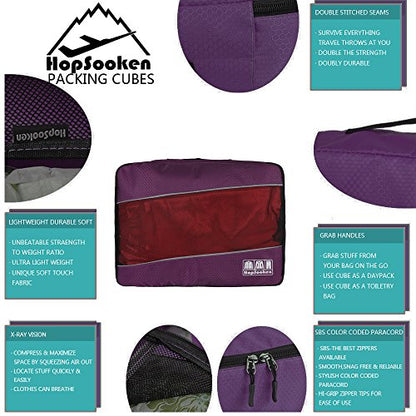 5 Set Packing Cubes for Travel Large Suitcase Luggage Organizer Bags Travel Accessories Vacation 4 Cubes 1 Laundry Pouch Bag - color: Purple