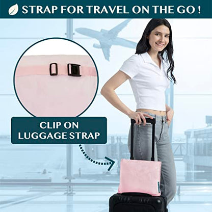 PAVILIA Travel Blanket Pillow, Soft Airplane Blanket 2-in-1 Combo Set, Plane Blanket Compact Packable, Flight Essentials Car Pillow, Travelers Gifts Accessories, Luggage Backpack Strap, 60x43 Pink - color: Pink