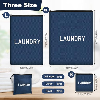 4Pcs Travel Laundry Bags, Dirty Clothes Travel Bag, Waterproof Wet Bags with Zips, Reusable Wet Dry Bag for Swimming Yoga Dance Clothes (Blue) - color: Blue