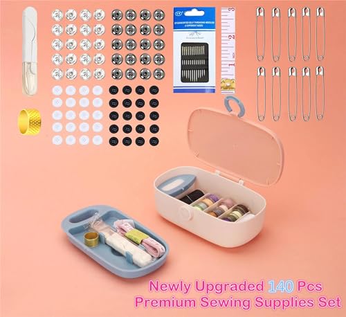FKOG Sewing Kit, 135 Pcs Family Sewing Project Kit Travel Sewing Supplies Repair Kit Sewing Thread Accessories DIY Sewing Supplies Organizer (PP Sewing kit) - style: PP sewing kit