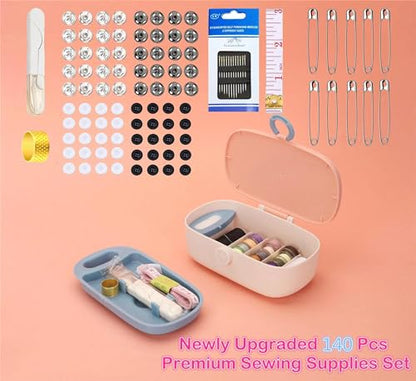 FKOG Sewing Project Kit, 135 Pcs Family Sewing Supplies Repair Kit Traveler Sewing Kit Sewing Thread Accessories DIY Sewing Supplies Organizer (Green) (Cyan Green Sewing kit) - style: Cyan green sewing kit