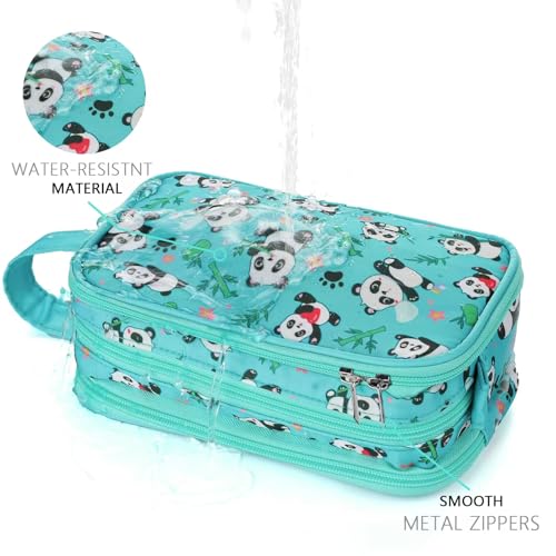 Kids Toiletry Bag for Girls, Travel Toiletry Bag for Little Young Girls Cosmetic Bag Makeup Bag Waterproof Hanging Wash Bag Toddler Toiletries, Panda Green Teal - color: Panda-Green