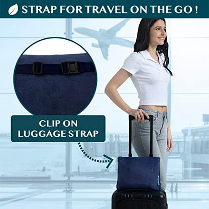 PAVILIA Travel Blanket Pillow, Soft Airplane Blanket 2-IN-1 Combo Set, Plane Blanket Compact Packable, Flight Essentials Car Pillow, Travelers Gifts Accessories Luggage Backpack Strap, 60x43 Navy Blue - color: Navy