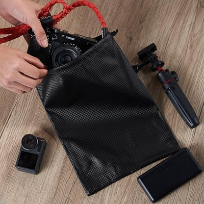 PALTERWEAR Tech-Weave PU-Coated Drawstring Bags (Set of 5) Water-Resistant, Directional-Stretch Travel Organizers for Toiletries, Tech Gear, Hobby - Durable, Wipe-Clean (Black 3D, 8 x 11 In) - size: 8 x 11 In