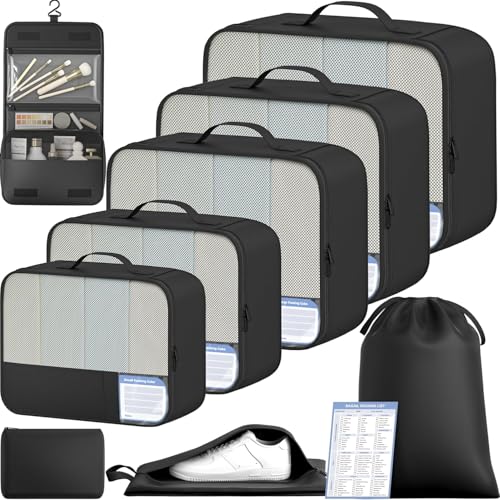 BAGAIL 9 Set Packing Cubes and 6 Set Ultralight Compression Packing Cubes